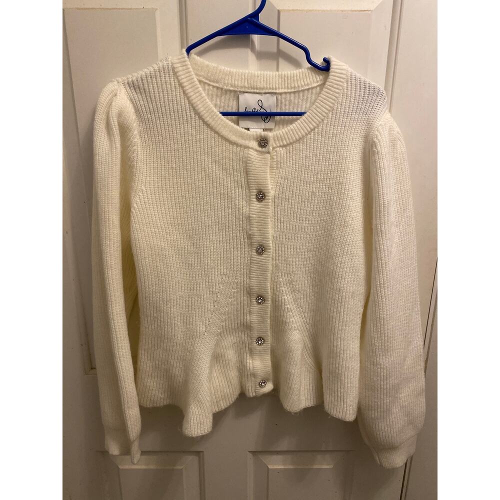 Brand New Sam Edelman Women's Large White Keegan Cardigan Sweater Gardenia